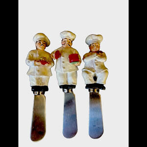 🌼Set Of 3 Canapé Knives Handle Silver Tone Metal - Kitchen Gadget